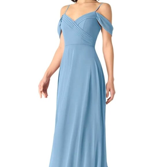 Azazie Tancie size 6 bridesmaid dress in dusty blue - Picture 1 of 4